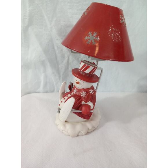 Unbranded Other - Snowman On Skies Tea Lighted Candle Holder